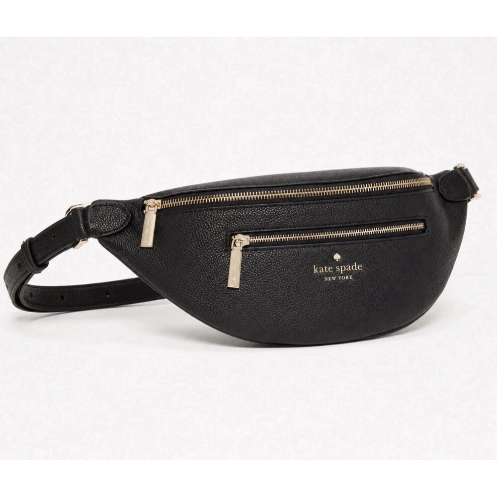 Kate Spade Leila black Leather Belt Bag/Fanny Pack/Travel Sling crossbody Purse